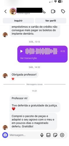 Resultado: gratuidade deferida usando o kit